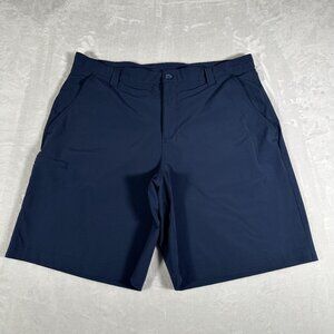 Columbia Shorts Men Size W38 L10 Navy Blue Chino Slash Pockets PFG Fishing EUC